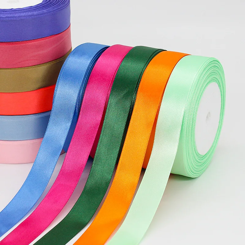 Directly Factory Manufacture Woven Edge Polyester Tape Double Sided Woven Edge Satin Gift Ribbon For Boxes Packing