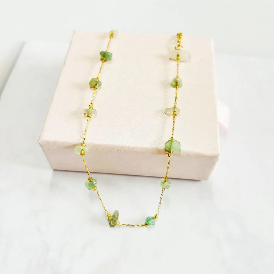 2024 summer women natural stones stainless steel gold plated 7 colors  necklaces