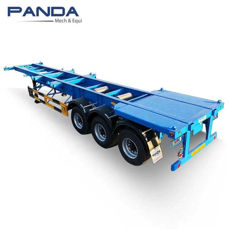 Factory price 3 axle flatbed chassis trailer container transport skeleton semi-trailer