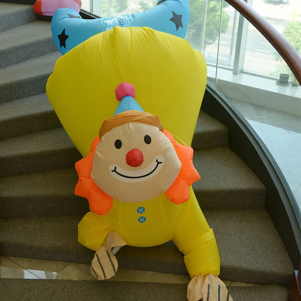 Wholesale New Design Carnival Party Yellow Clown Joker Cosplay Air Costume Inflatable Cricus