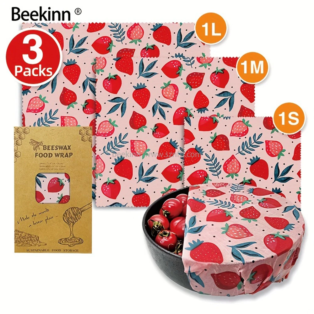 50 OFF 2024 New arrivals 3Pcs Reusable Eco Friendly Sustainable Storage Organic Beeswax Cotton Food Wraps