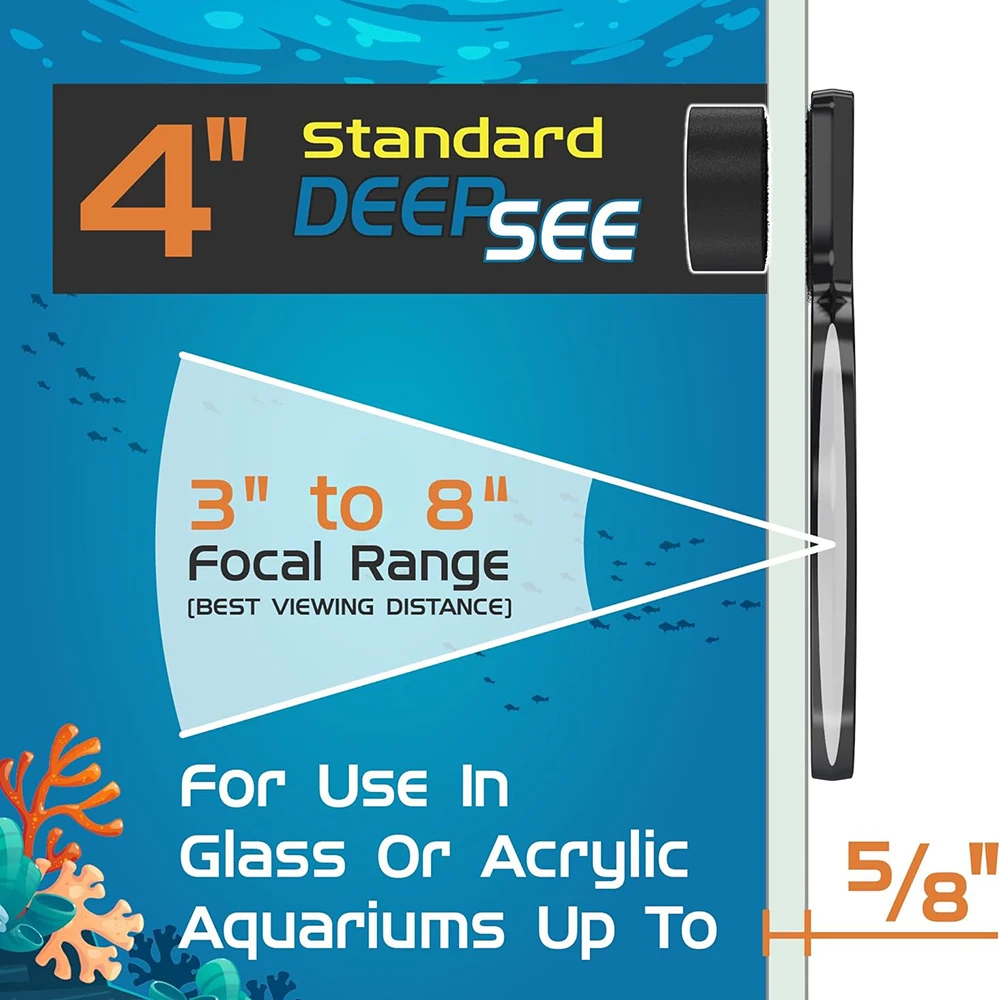 Flipper DeepSee Glass Acrylic Magnified Magnetic Standard Max Appropriate Focal Range Aquarium Viewer for Saltwater Freshwater