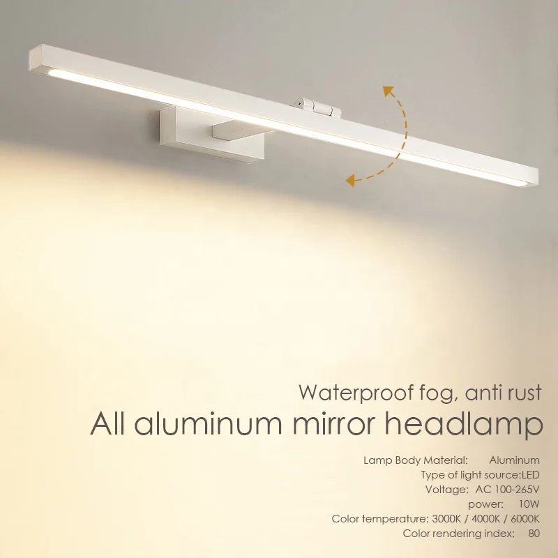 
Black and white all-aluminum lamp body mirror front lamp bathroom IP44 dressing table mirror lamp 