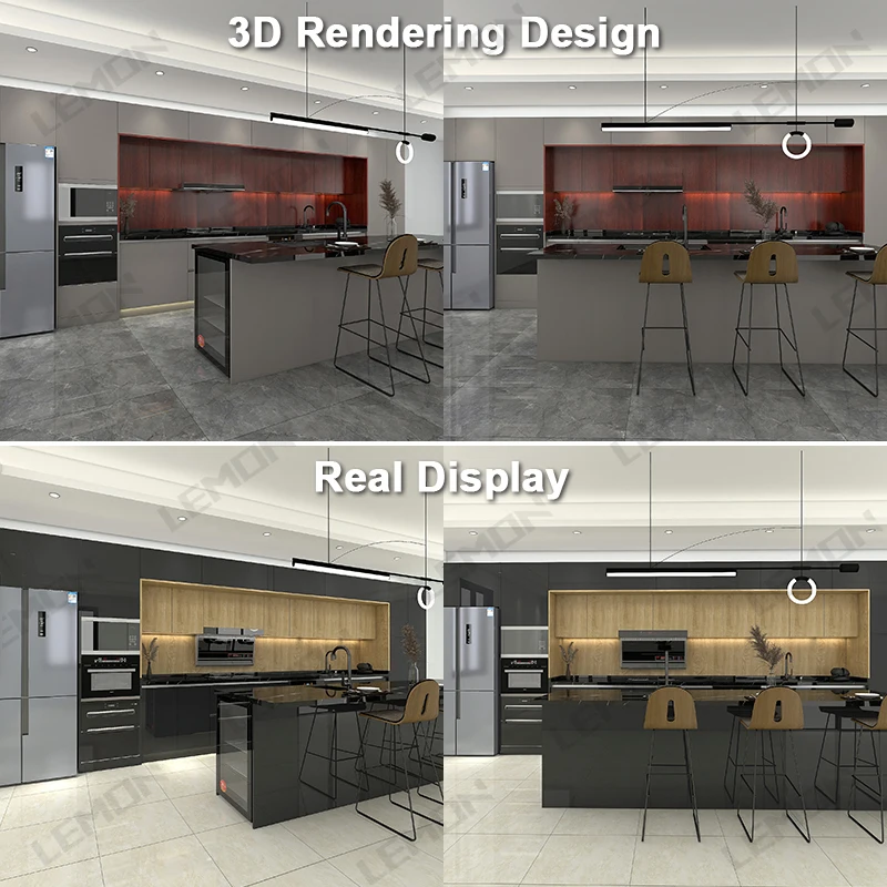 Customized Modern Design Small Kitchen Smart Home Kitchen Cabinets for Apartment Small House Good Price Kitchen