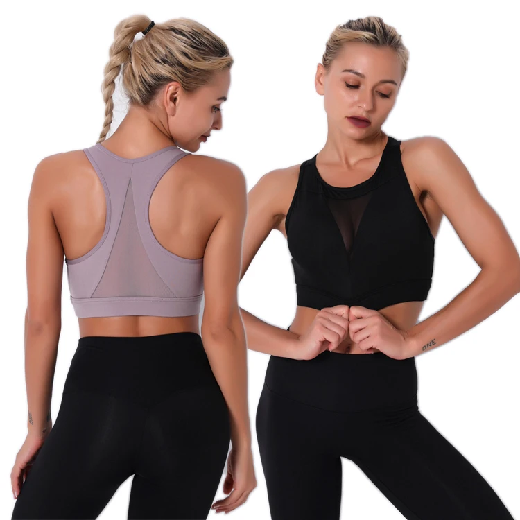 Wholesale high quality custom outfit fitness geometric mesh fitness yoga wear women sports bra