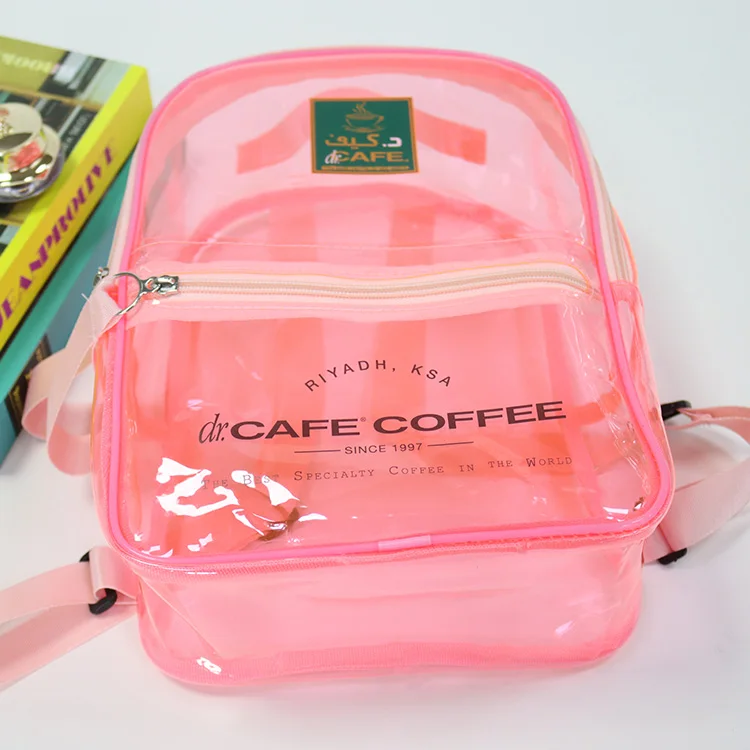 Wholesale Promotional Custom Logo  Pink Transparent Pvc Backpack Cute Girls School Bags