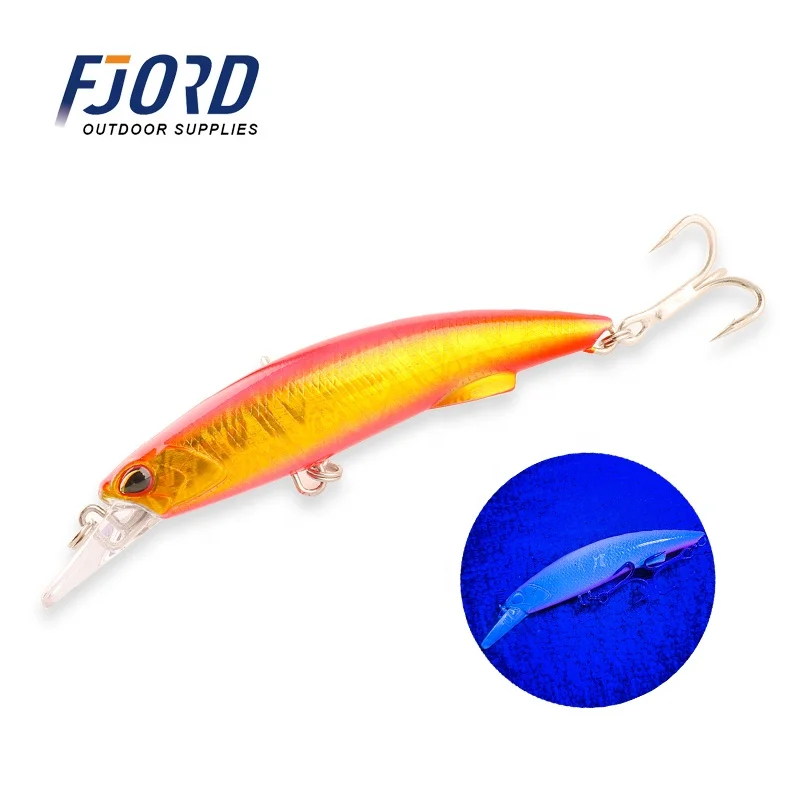FJORD High Quality 90mm 50g Heavy sinking minnow lure Saltwater Lures with UV Light Fishing Minnow