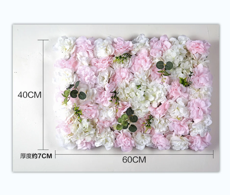 
40X60cm Artificial 3D Roll Silk Rose Floral Flower Curtain Wall Panel Backdrop for Wedding Stage Background Decoration 