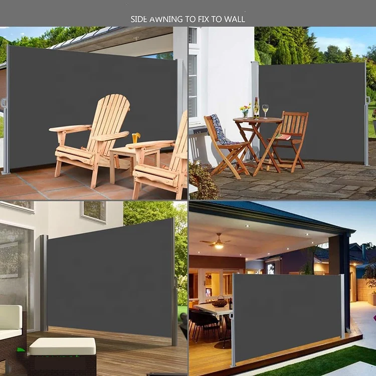 Extendible Side Awning for Balcony Garden Terrace Steel Aluminum Windproof  Privacy Screen Divider