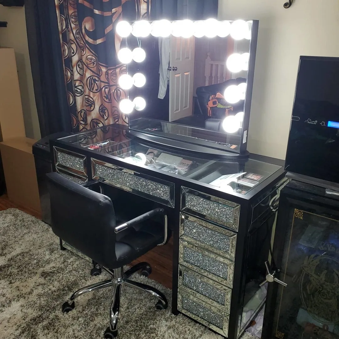 Dressing Table Set With Stool And Oval Shape Mirror Makeup Vanity Furniture Bedroom White,High Quality Dressing Table Mirror