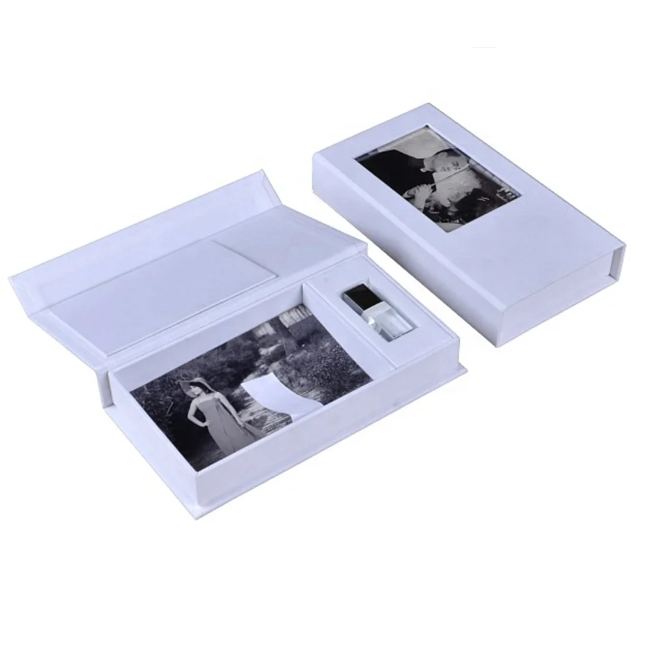 Photo Packaging Linen Box with USB Slot -2GB USB Included