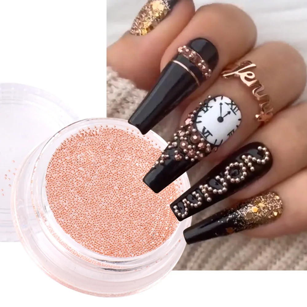 0 4 мм розовое золото черные серебряные круглые мини-бусины из нержавеющей стали икры для ногтей прелести металлические бусины украшения