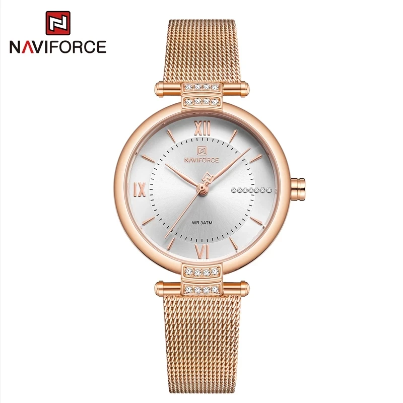 NAVIFORCE NF5019 Dress Women Japanese Quartz Movement Female Watch Stainless Steel Complete Calendar Custom Watch Luxury Watch
