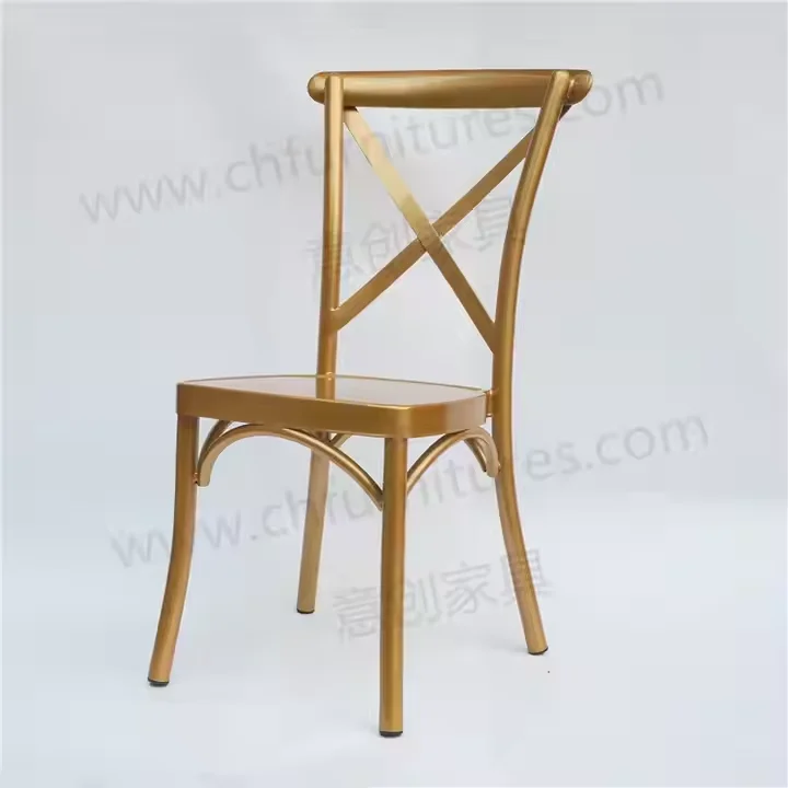 Hot Selling Modern Stacking Gold Metal Chrome Cross Back Wedding Chair