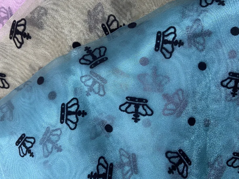 Brand New Silk Fabric Embroidered Shimmering Flocking Organza Packaging Materials