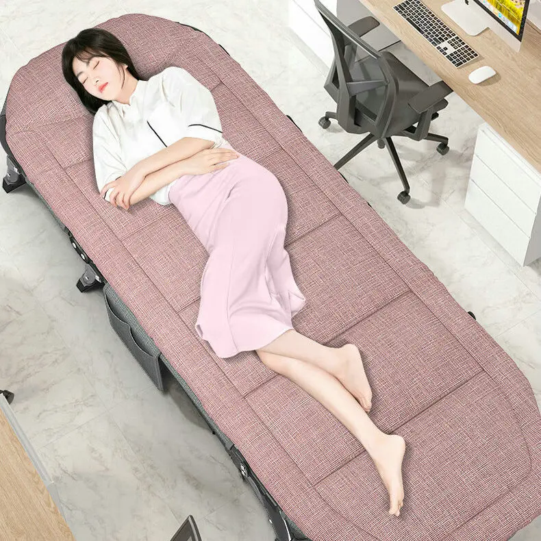 Portable Adjustable  Soft Pillow & Bed Two in One Office Reclining  Steel Multiplex  Foldable Bed for Women