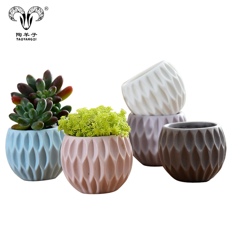 Customized cheap mini painted glazed ceramic flowerpot indoor  plant flowerpot