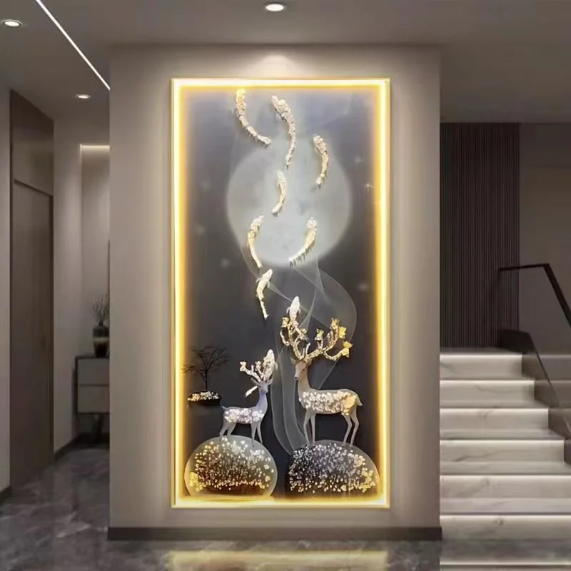 140*70 with Light dropshipping products 3d Metal Handicraft decoration living room wall creative iron wall art hanging