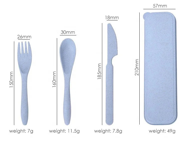 Eco-friendly Wheat Straw Spoon Fork Knife Set Cutlery Camping Plastic Travel Flatware Sets Portable