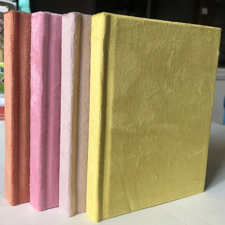 Custom colorful velvet fabric emboss logo hardcover paper notebooks stationery 2021 trend stationery books printing