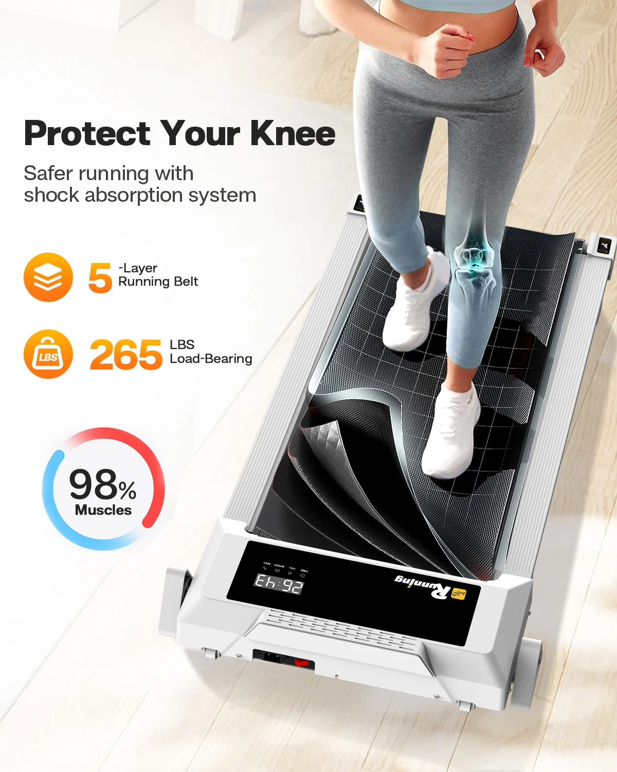 Ready to Ship USA with Incline Under Desk Treadmill, Portable Compact Installation-Free Treadmills for Home Office with 265lbs