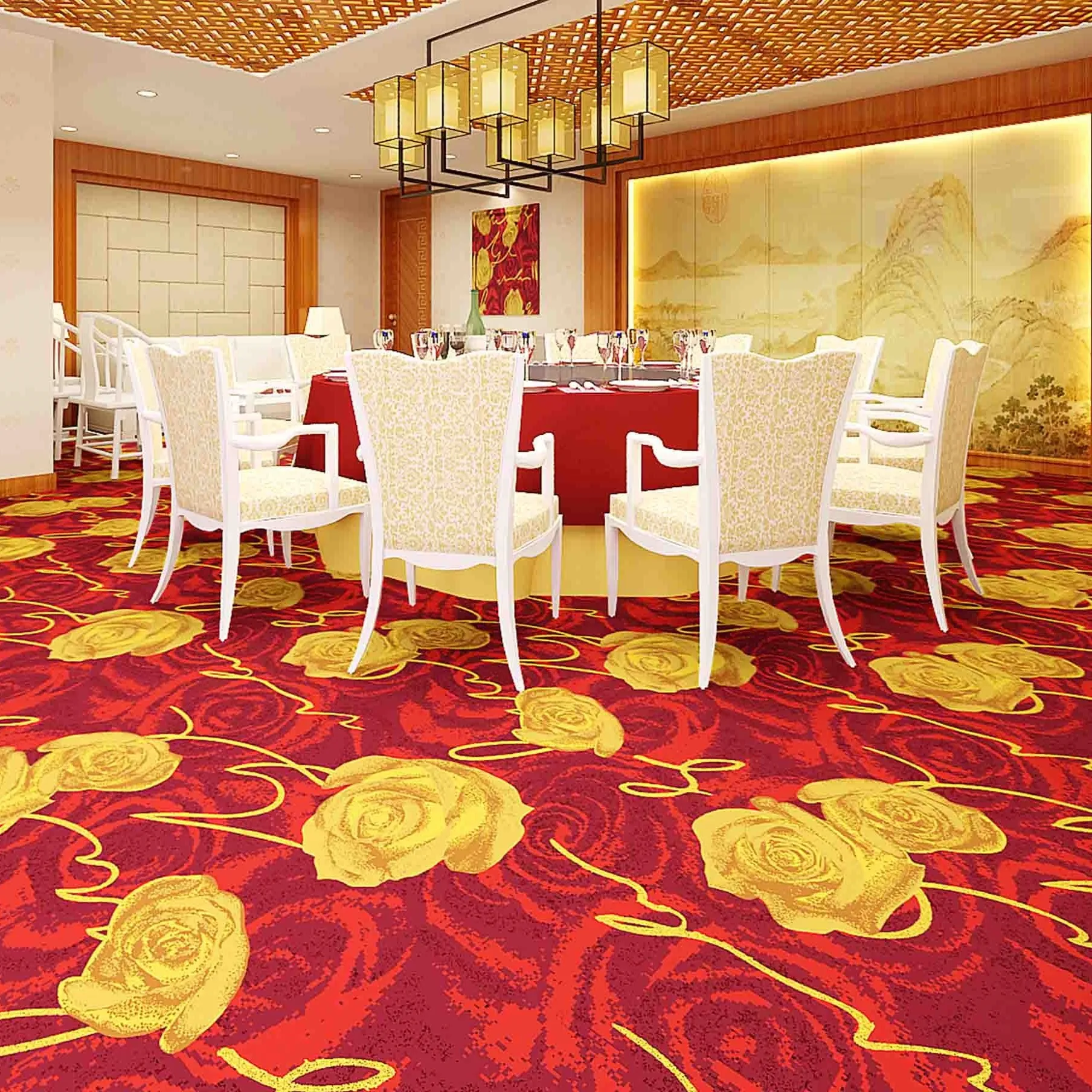 The exquisite floral carpet can be customized for commercial hotels and restaurants.