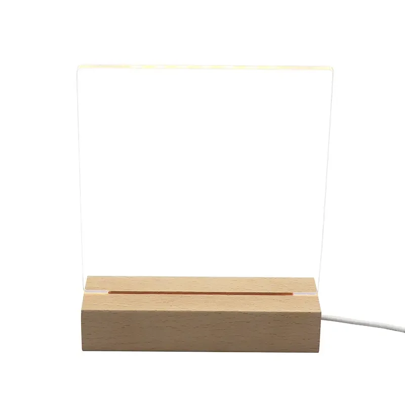 Led Light Base Acrylic Night Light Base Custom Wooden Base for 3D Illusion Night Lamp