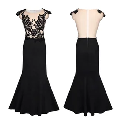 Custom Sleeveless O-neck Women Casual Trumpet Dress Elegant Lace Embroidery Weddings Bridesmaid Mermaid Dresses With Zipper