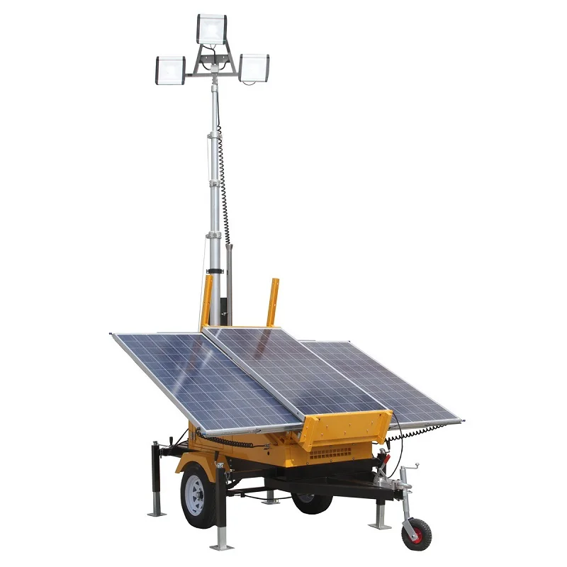 Hybrid Solar Power Gasoline Diesel Generator LED Light Tower For Mobile