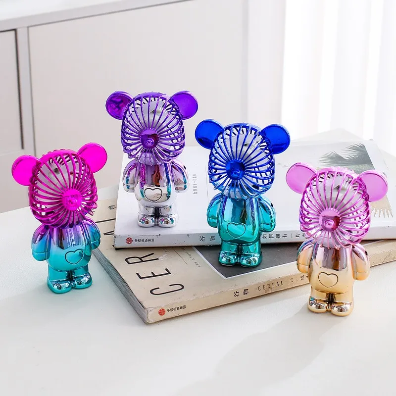 NEWYUES Hot Summer Outdoor Pocket Mini Hand Held Fans USB Rechargeable Personalized 1 speed Bear Fan Toys Promotional Gifts