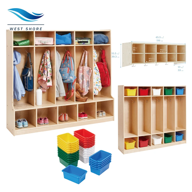 Kindergarten Classroom Furniture Wooden Clothes Storage Cubbies & Lockers Toddler Cubby for Babies Preschool Daycare Furniture