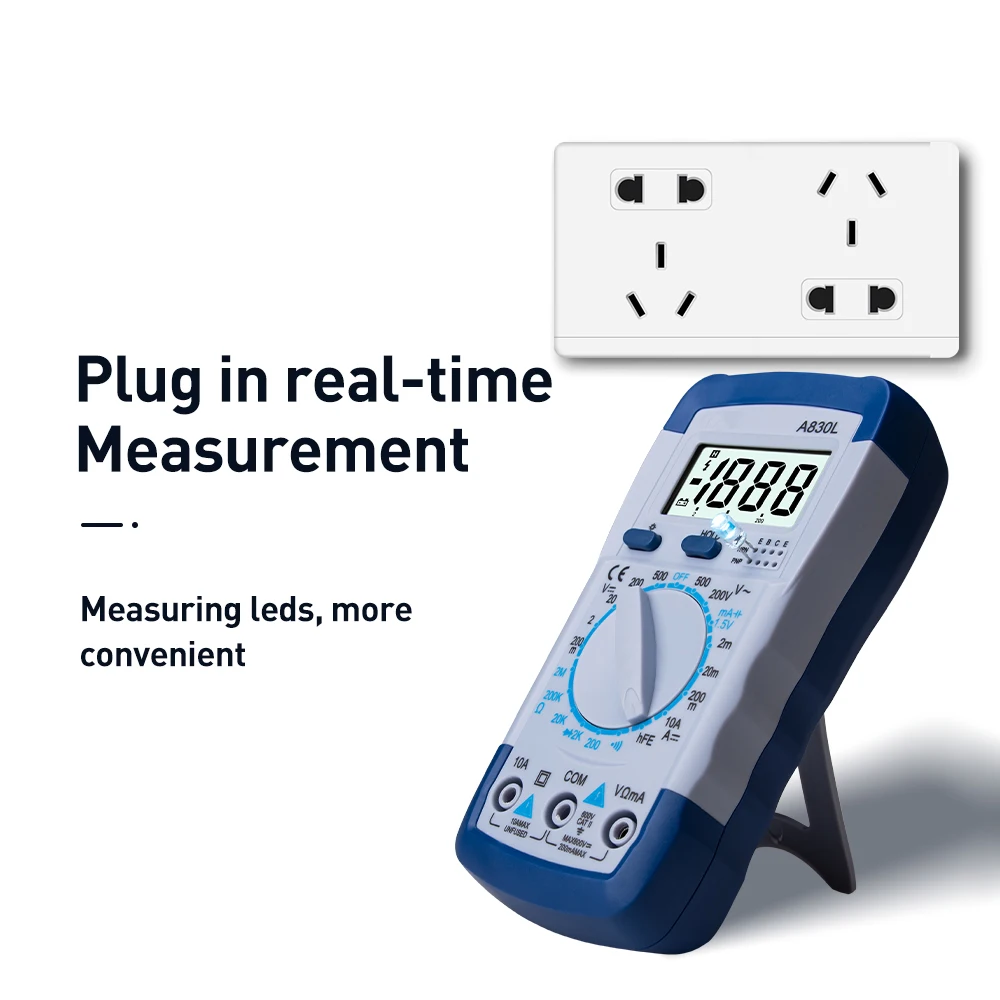 LCD Digital Multimeter AC DC Voltage Diode Freguency Multitester Current Tester Luminous Display with Buzzer Function A830L