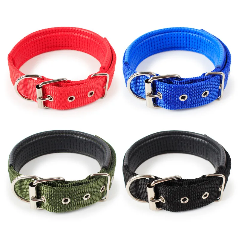 Pet Dog Collar Wholesale Multi- color Nylon Padded Pet Collar Adjustable Buckle Cat Dog Collar
