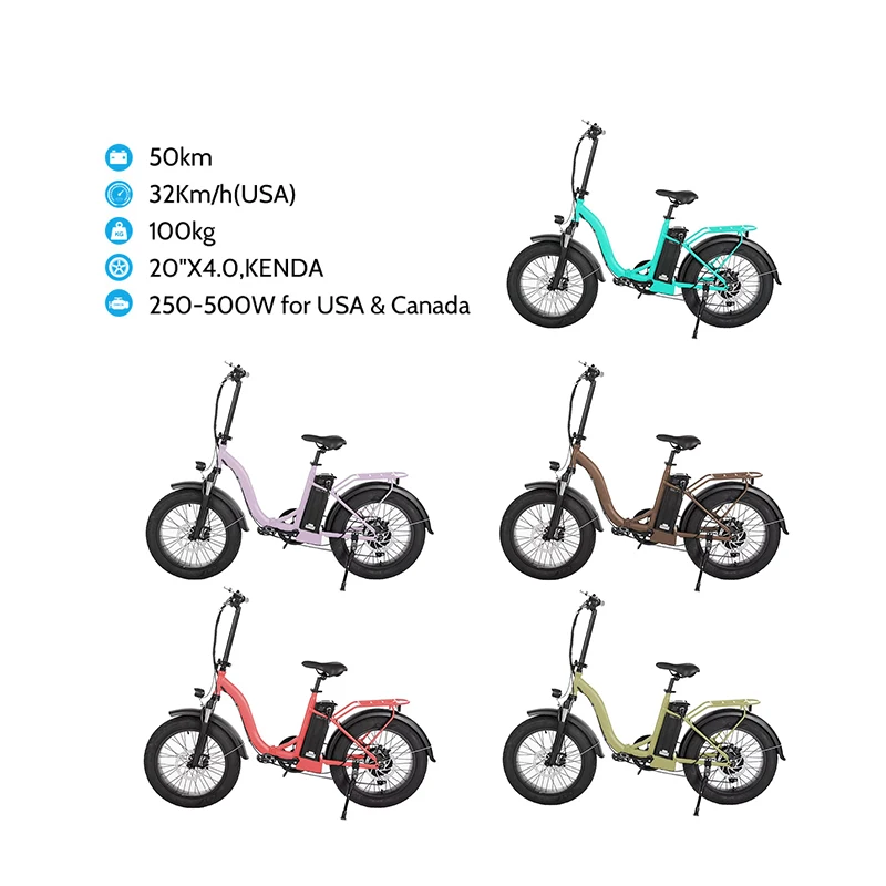 20 Inch 500w Folding Fat Tire Electric Bicycle Lithium Battery Ce 48V Magnesium Alloy ebike