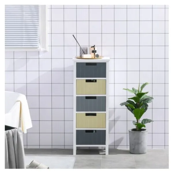 Home furniture bathroom cabinet design wooden tissue shampoo cabinet MDF 5 layer wood cabinet