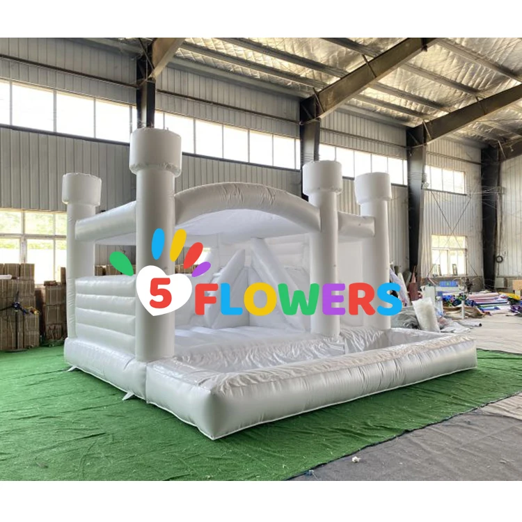 Customized PVC white inflatable combo bouncy castle with slide and pool cheap bounce house with blower jumpers for China sale