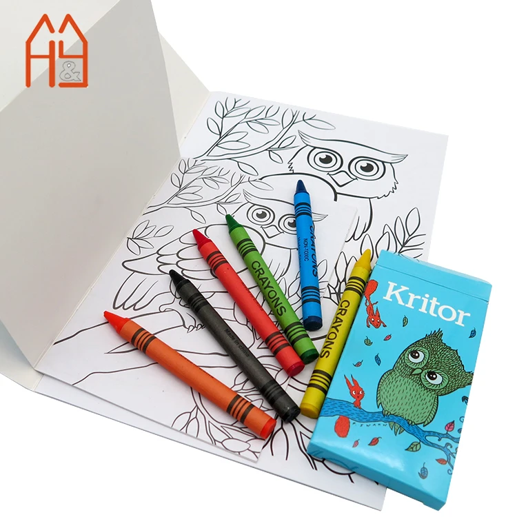 Back to School Supplies A5 Notebook with Crayon Drawing Coloring Book set Funny Stationery gift Set for Kids