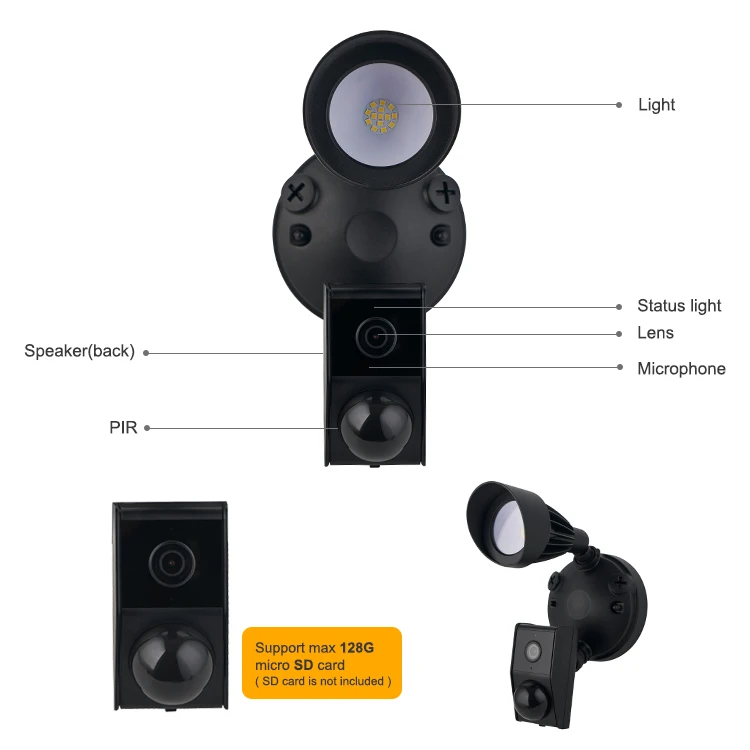 High brightness China factory IP65 waterproof outdoor lighting led security light with photocell in front yard courtyard