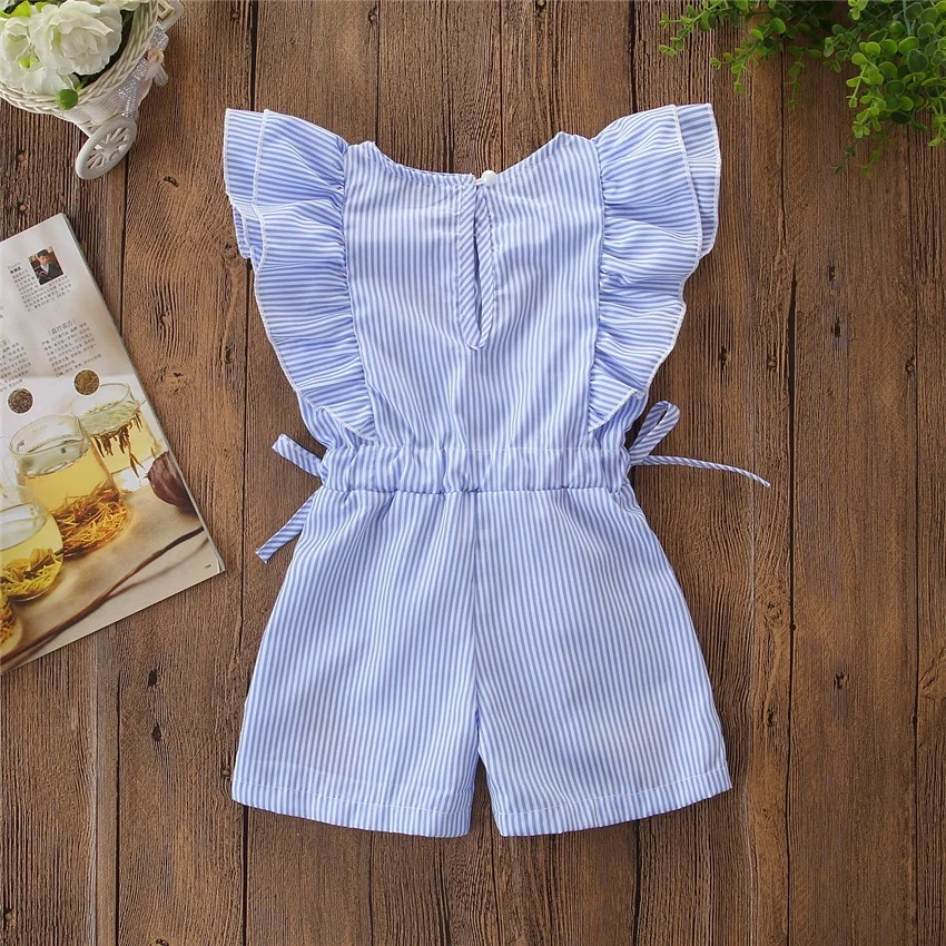 Европейские и американские летние комплекты детской одежды 2021 комбинезоны с летящим рукавом платья для девочек детская одежда