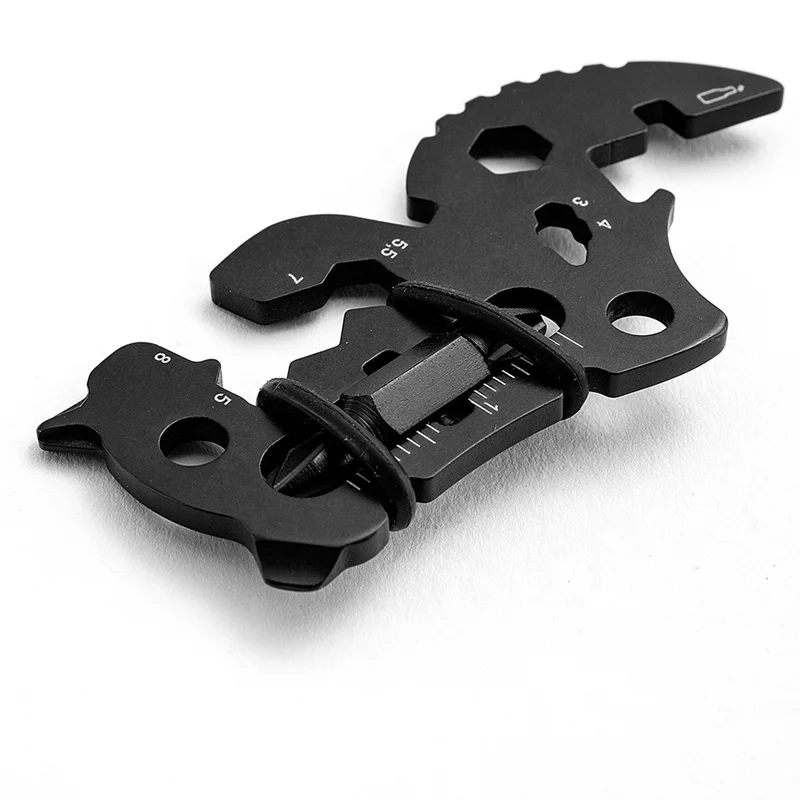 MG-1922H Custom Rhinoceros Black Indoor Outdoor Survival 14 In 1 EDC Multitool Pocket Card