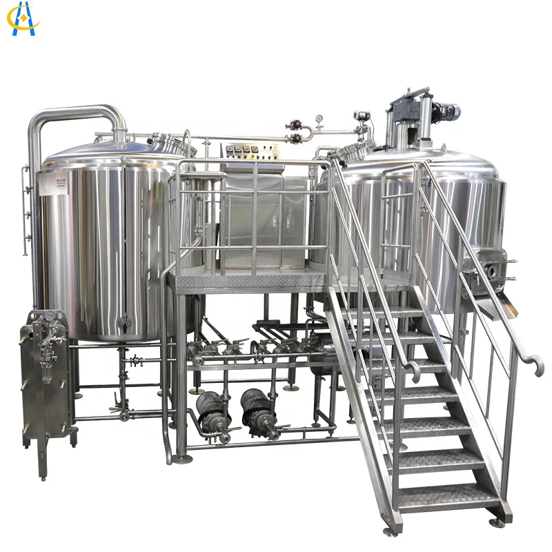Craft beer small fast production stainless steel beer brewing equipment  with operating platform