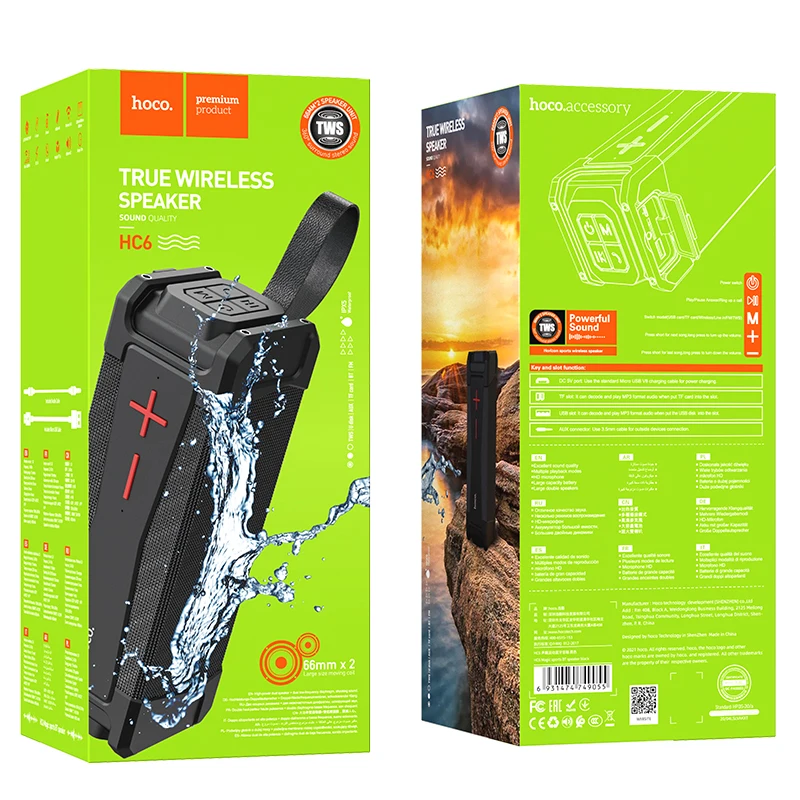 HOCO HC6 Magic sound sports BT wireless speaker support TWS modes