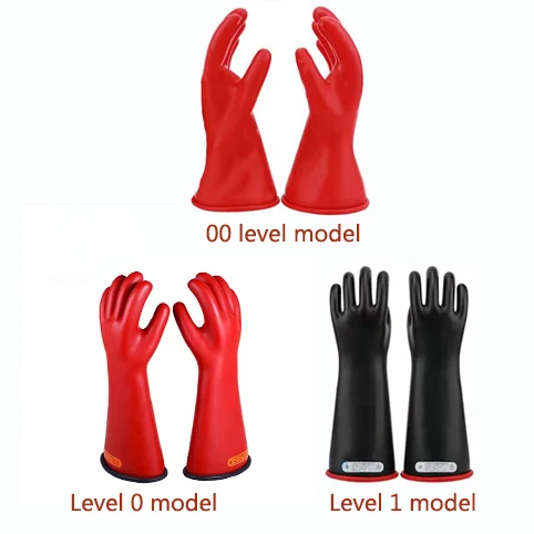 Acid and alkali resistant work safety anti electric shock rubber black insulating latex gloves