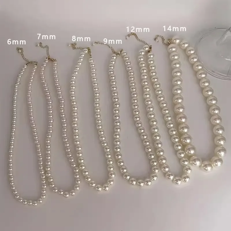 Wholesale 6/7/8/9/12/14mm Elegant Pearl Chain Necklace Jewelry Freshwater Pearl Choker Pendant Vintage Necklace for women
