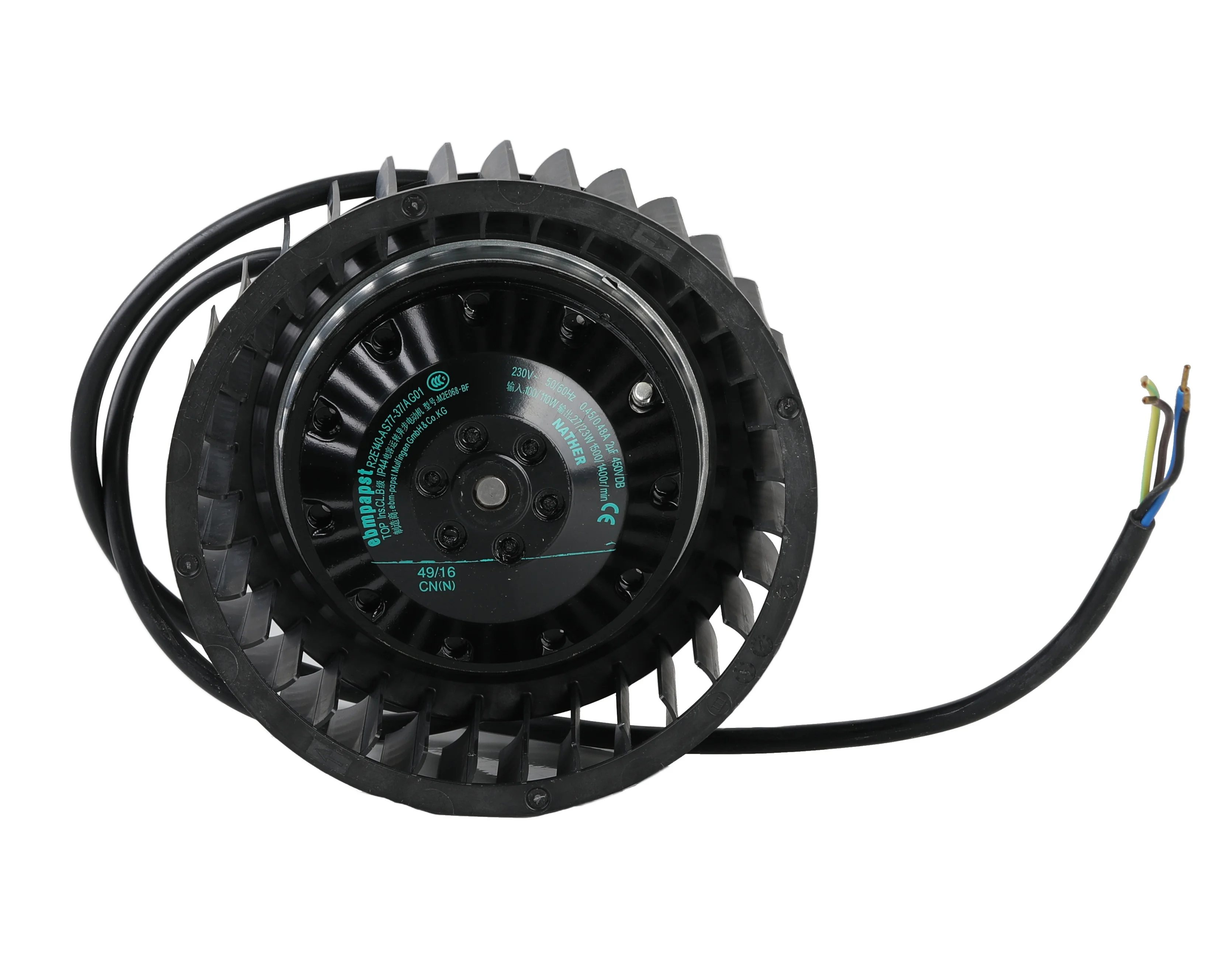 R2E140-AS77-37/AG01  ebmpapst centrifugal fan  EBM FAN TYPE:R2E140-AS77-37/AG01  EBMPAPST FAN AC 230V 140 mm