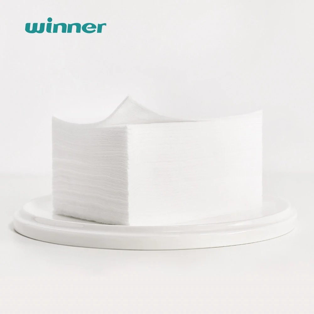 Оптовая продажа нетканых хлопковых тампонов Purcotton для снятия макияжа, квадратные ватные тампоны, доступны Одноразовые Косметические чистящие образцы