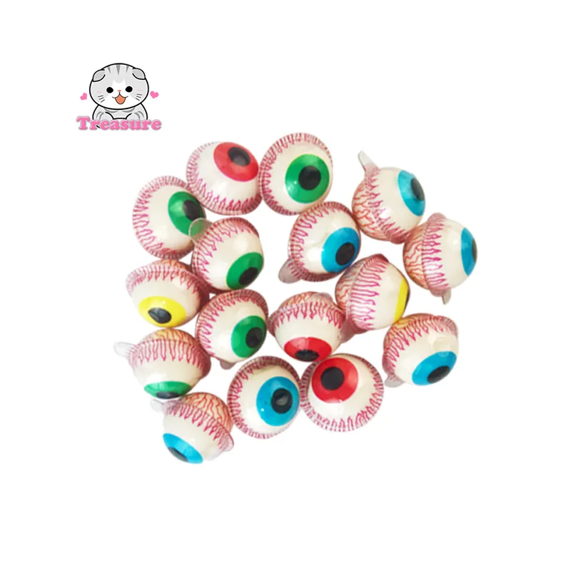 Hot selling halal  sweet soft chewy gummy candy fruit eyeball candy Jelly jam filled halloween candies
