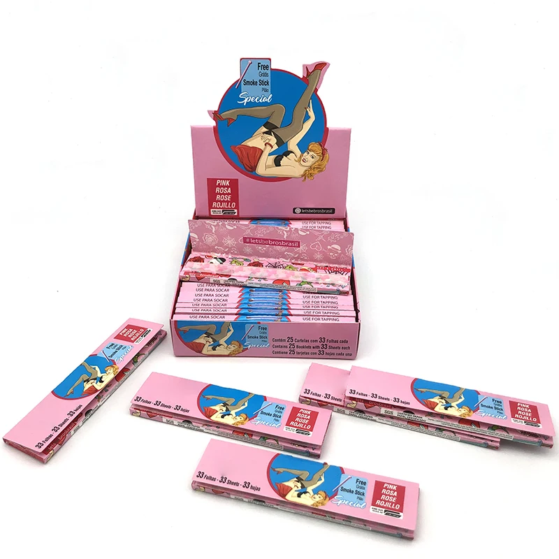manufacture factory direct rolling papers custom logo material all size pink color