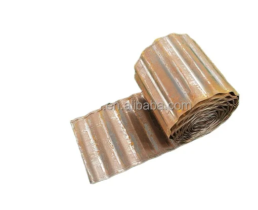 Metal rusty Strimmer Proof Corrugated Garden Border Edge Galvanized Lawn Edging