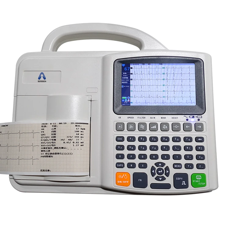 New Design Three Channel ECG Machine with Analyzer Portable 12 Lead ECG Machines with Silicone Keyboard EKG Machines